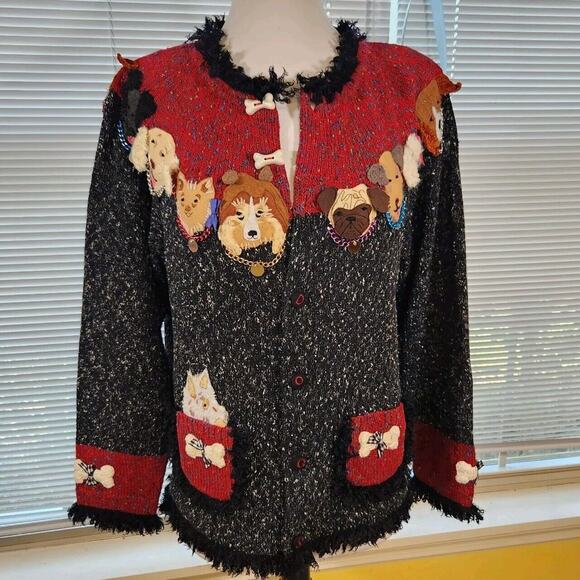 Vintage Rare Large Design Options by Philip‎ and Jane Gordon Dog Show Cardigan - Picture 1 of 13